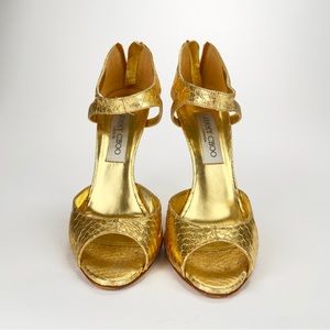 GOLD snakeskin Jimmy Choo sandals size 36.5 beautiful and glamorous!